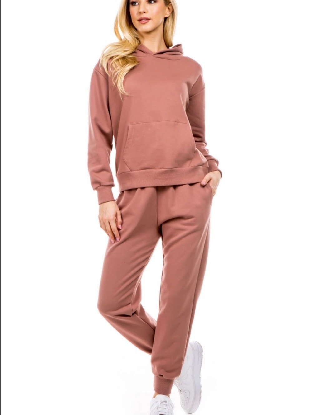 Women's Dusty Rose Track Jogger Pants - Cozy Casual
